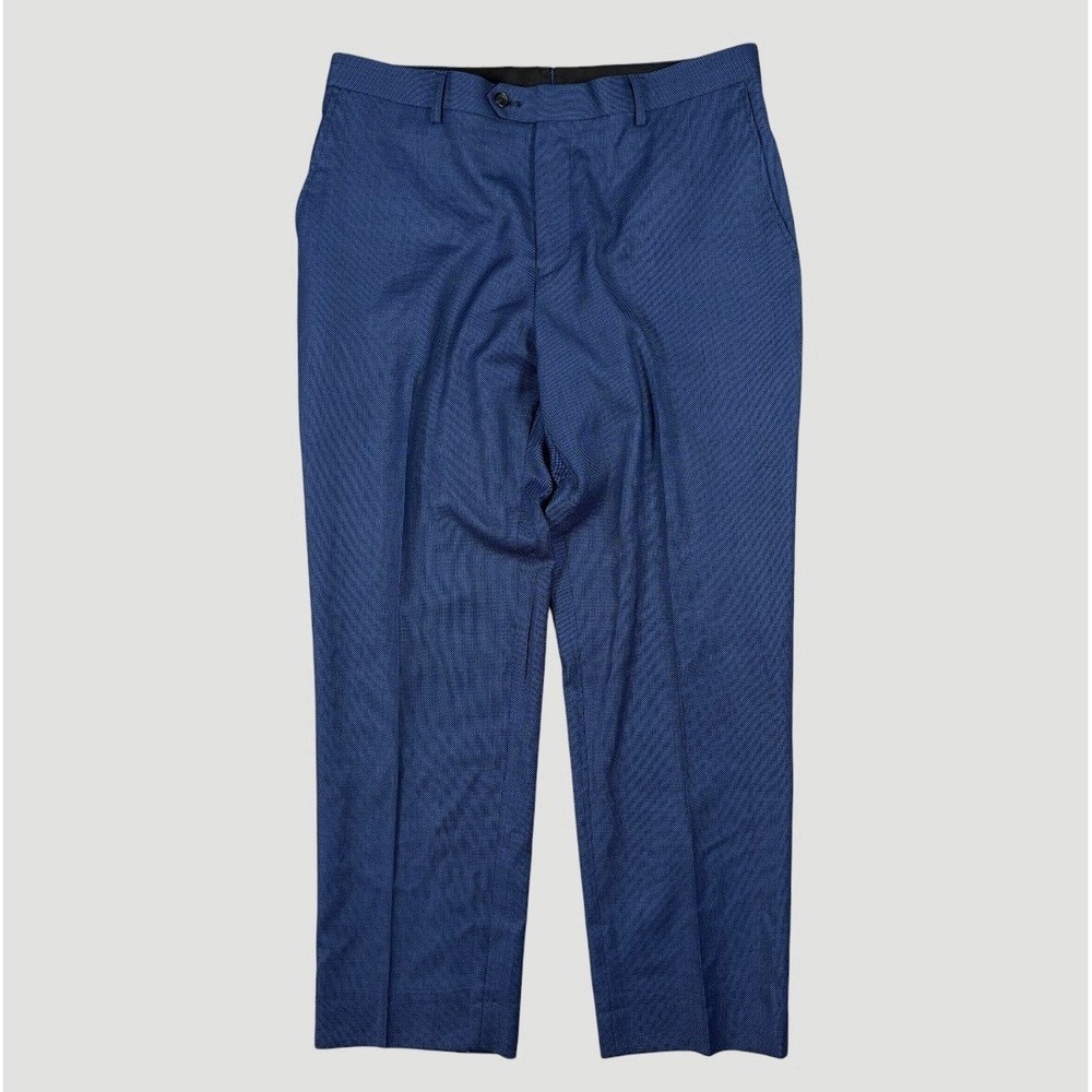 Spier & Mackay Contemporary Trousers Pants Men's 38(35)x28 Wool Navy Birdseye